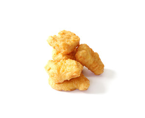 Fried chicken nuggets isolated on white background