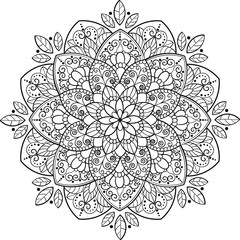 Detailed doodle pattern circle. Hand drawn mandala