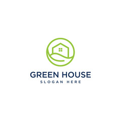 housing or house design logos with leaves and circles
