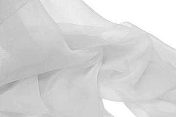 White chiffon lightweight fabric on an isolated background - obrazy, fototapety, plakaty