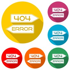 Page with a 404 error icon isolated with long shadow