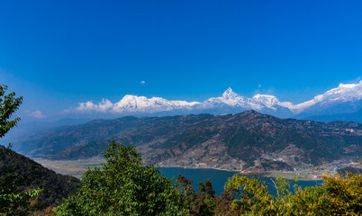 Phewa lake and Himalaya (Annapurna) view in Pokhara, Nepoal