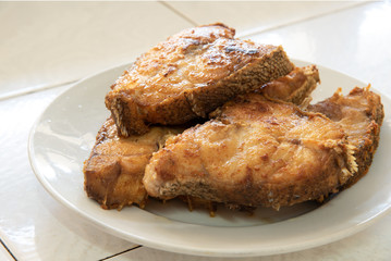 A plate of delicious cooked grouper fish i