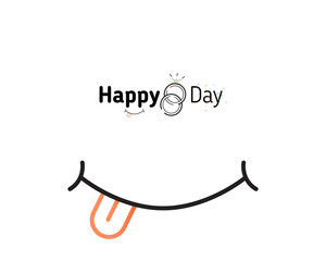 Happy Day illustration. Line Art vector template. Suitable for web, poster, card, invitation, brochure, flyer and t-shirt.