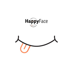 Happy Face illustration. Line Art vector template. Suitable for web, poster, card, invitation, brochure, flyer and t-shirt.