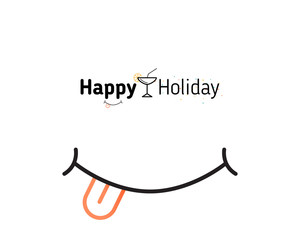 Happy Holiday illustration. Line Art vector template. Suitable for web, poster, card, invitation, brochure, flyer and t-shirt.