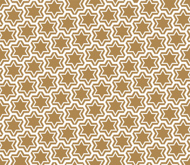 Seamless simple geometric pattern with six-pointed stars and hexagons.