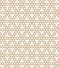 Seamless geometric pattern in golden geometric lines.