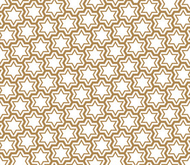 Seamless simple geometric pattern with six-pointed stars and hexagons.