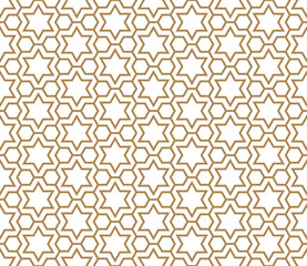 Seamless simple geometric pattern with six-pointed stars and hexagons.