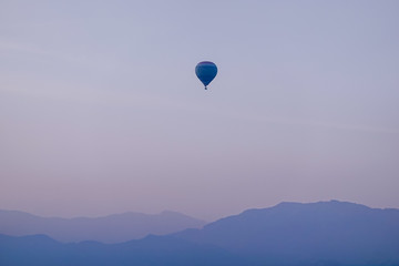 Hot Air Balloon in the Himalaya Mountain Foothills