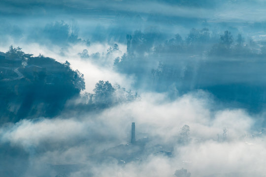 Sunrays in the Morning Fog