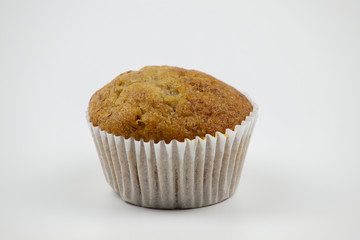 Banana cup cake on white background