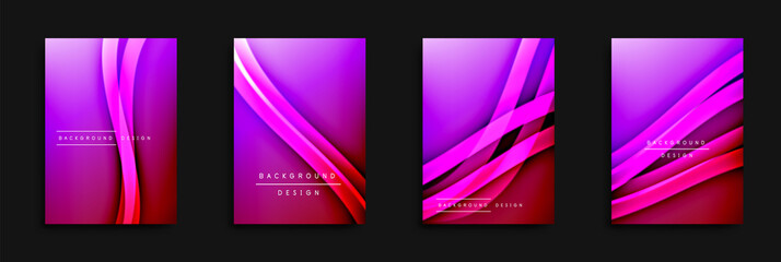Fototapeta premium Wave covers set with fluid gradients. Dynamic trendy abstract background with flowing wavy lines. Vector Illustration