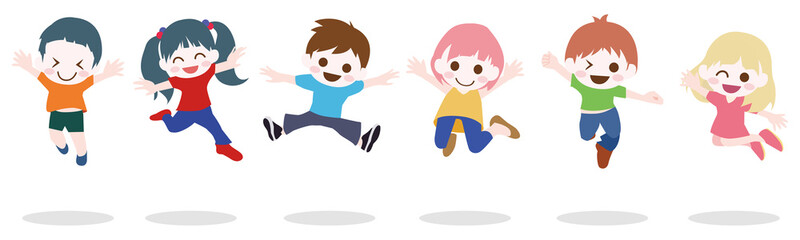 イラスト素材　ジャンプする子供 男の子　女の子　ベクター