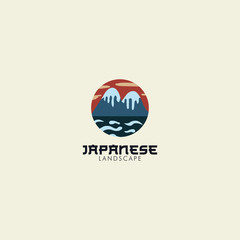 Obraz premium Japanese Landscape logo vector concept with flat and unique styles