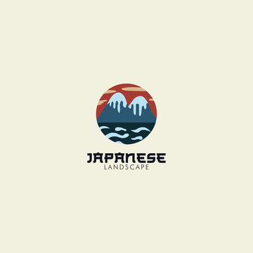 Japanese Landscape logo vector concept with flat and unique styles