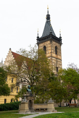 Fototapeta na wymiar New Town Hall in Prague on a cloudy day in autumn