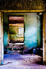 Urbex old abandoned house  with colorful walls in Cuba
