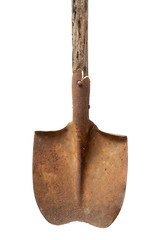 Old shovel isolated on white background.