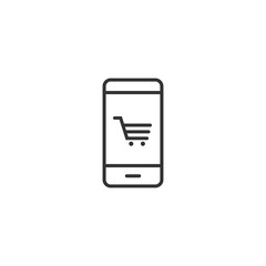 Online shopping icon in flat style. Smartphone store vector illustration on white isolated background. Market business concept.