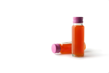 Collagen drinks in glass bottles isolated on white background