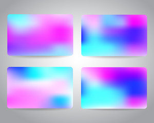 Gift cards or discount cards or credit cards set with neon colorful background