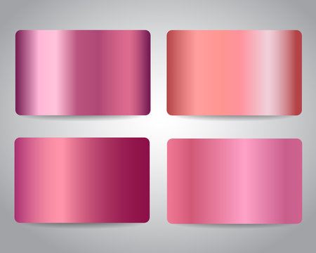 Gift cards or discount cards or credit cards set with shiny pink design background