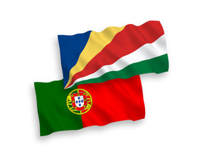 Flags of Portugal and Seychelles on a white background