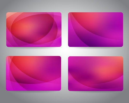 Gift cards or discount cards or credit cards set with shiny pink design background