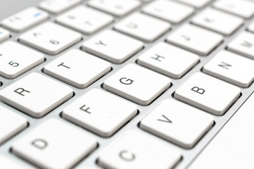 White computer keyboard. Close up.