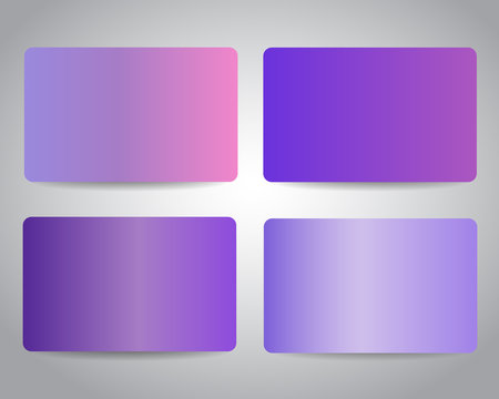 Gift cards or discount cards or credit cards set with purple gradient background