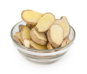 Some Raw Ginger isolated on white (selective focus)