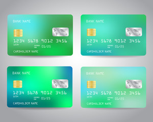 Credit cards set with colorful abstract design background