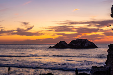 Sunset with Pink Sky at California, San Francisco sky, California ocean, Amazing Sunset, Colorful sky 