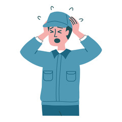 作業服　男性　パニック