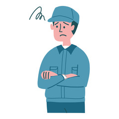 作業服　男性　困っている