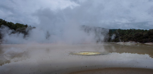 Obraz na płótnie Canvas Rotorua New Zealand Thermal Park. Wai-o-tapu. Thermal wonderland. Volcanism.