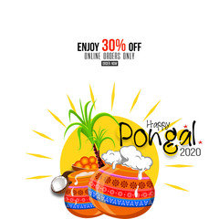 illustration of Happy pongal greeting card background. Design with 30% Discount Illustration - Big Pongal Offer Design Background - Illustration