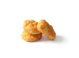 Fried chicken nuggets isolated on white background
