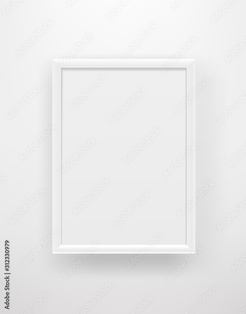 Poster empty white frame on a white wall. copy space vector template