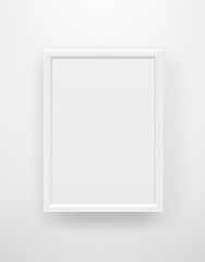 Empty white frame on a white wall. Copy space vector template