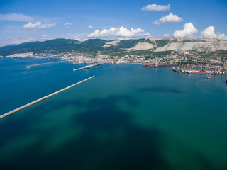 Top view of the bay Tsemess. Mol - building to stop the waves.