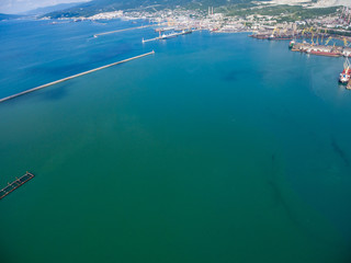 Top view of the bay Tsemess. Mol - building to stop the waves.