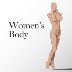 Women's Naked Body Vector Illustration, Separate body shadow and separate body outline layers. ESP 5000x5000.
