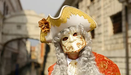 Zelfklevend Fotobehang carnival at Venice, traditional festive carnival with costume and masquerade © M.studio