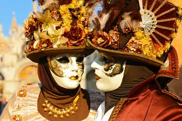 Poster carnival at Venice, traditional festive carnival with costume and masquerade © M.studio