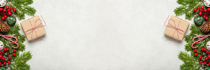 Christmas decoration and gift box background