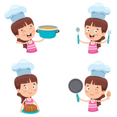 Happy Cute Little Chef Cooking