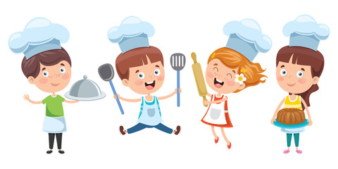 Happy Cute Little Chef Cooking